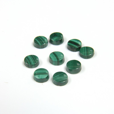 Gemstone Flat Back Single Bevel Buff Top Stone - Round 05MM MALACHITE