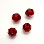 Plastic Bead - Transparent Faceted Round 10MM RUBY