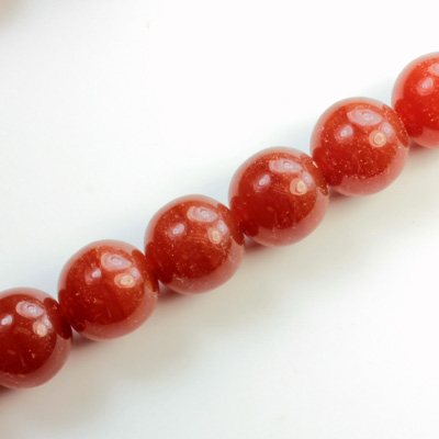 Czech Pressed Glass Bead - Smooth Round 12MM CORNELIAN