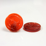Glass Flat Back Intaglio - Warrior Head Round 18MM CORNELIAN Left Facing