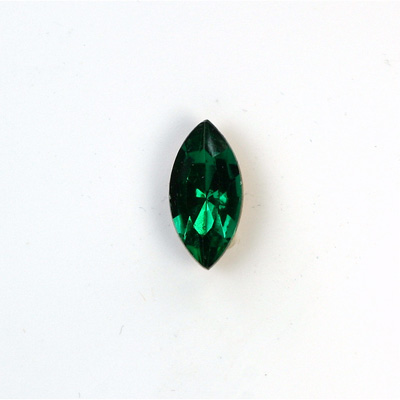 Glass Point Back Foiled Tin Table Cut (TTC) Stone - Navette 15x7MM EMERALD