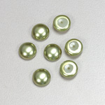 Glass Medium Dome Pearl Dipped Cabochon - Round 09MM DARK OLIVE