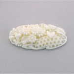 Plastic Carved Flower - Cluster Oval 43x20MM WHITE