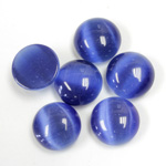 Fiber-Optic Cabochon - Round 12MM CAT'S EYE BLUE