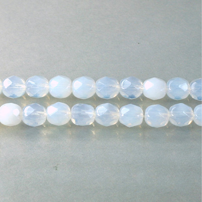 Czech Glass Fire Polish Bead - Round 06MM WHITE OPAL