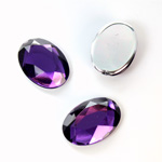 Plastic Flat Back Foiled Rose Cut Rhinestone - Oval 18x13MM AMETHYST