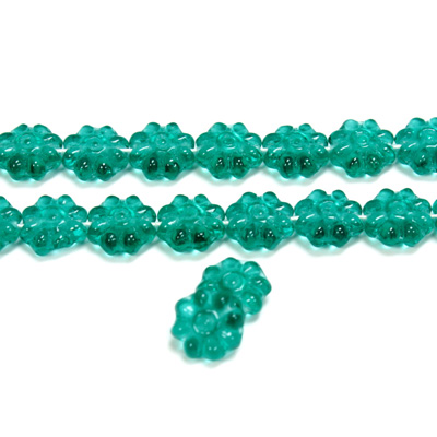 Czech Pressed Glass Engraved Bead - Flower 09MM EMERALD