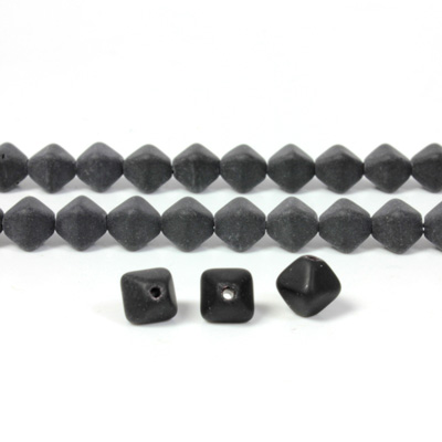 Czech Pressed Glass Bead - Smooth Bicone 06MM MATTE JET