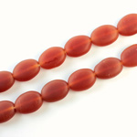 Czech Pressed Glass Bead - Flat Oval 12x9MM MATTE CORNELIAN