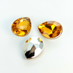 Plastic Point Back Foiled Stone - Pear 18x13MM TOPAZ