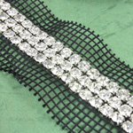 Rhinestone Banding with MC Chaton 3 Row with Net Two Edge - Round 19SS CRYSTAL-BLACK-SILVER