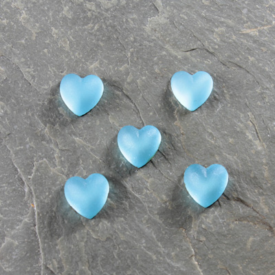 Glass Cabochon - Heart 08MM MATTE AQUA Foiled