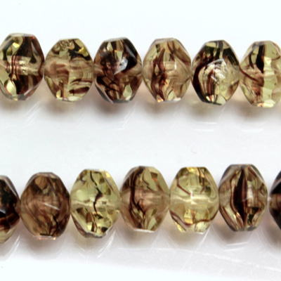 Czech Glass Fire Polished Bead - Rondelle Disc 8x6MM AGATE YELLOW
