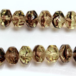 Czech Glass Fire Polished Bead - Rondelle Disc 8x6MM AGATE YELLOW