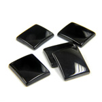 Gemstone Flat Back Single Bevel Buff Top Stone - Cushion 12x10MM BLACK ONYX