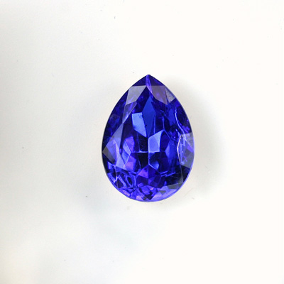 Glass Point Back Foiled Tin Table Cut (TTC) Stone - Pear 15x11MM SAPPHIRE