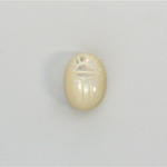 Shell Flat Back Carved Scarab 14x10MM WHITE MOP