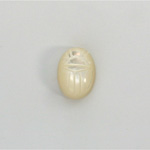 Shell Flat Back Carved Scarab 14x10MM WHITE MOP