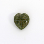 Gemstone Flat Back Carved Scarab - Heart 15x14MM EPIDOTE