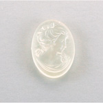 Plastic Cameo - Woman with Bow Oval 25x18MM MATTE CRYSTAL