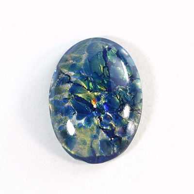 Glass Medium Dome Lampwork Cabochon - Oval 30x22MM SEA BLUE OPAL (02208)