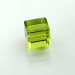 Chinese Cut Crystal Bead 18 Facet - Cube 04x4MM OLIVINE