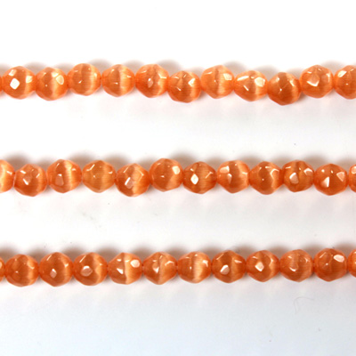 Fiber Optic Synthetic Cat's Eye Bead - Round Faceted 04MM CAT'S EYE COPPER