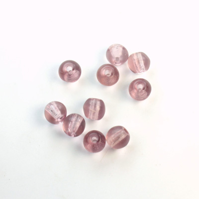 Czech Pressed Glass Large Hole Bead - Round 06MM LT AMETHYST