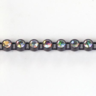 Plastic Rhinestone Banding 1 Row SS19 CRYSTAL AB-BLACK
