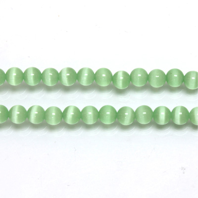 Fiber-Optic Synthetic Bead - Cat's Eye Smooth Round 04MM CAT'S EYE LT GREEN