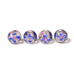 Czech Glass Lampwork Bead - Round 08MM Flower ON AMETHYST with  SILVER FOIL