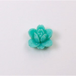 Plastic Carved No-Hole Flower - Rose 14MM TURQUOISE