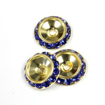 Czech Rhinestone Rondelle Shrag Rivoli Back Setting - Round 15MM outside with 10.5mm (ss47) Recess SAPPHIRE-RAW