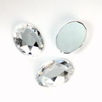 Plastic Flat Back Foiled Rose Cut Rhinestone - Oval 18x13MM CRYSTAL
