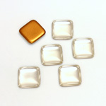 Glass Low Dome Foiled Cabochon - Square Antique 10x10MM CRYSTAL