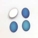 Glass Medium Dome Foiled Cabochon - Coated Oval 14x10MM MATTE HELIO BLUE