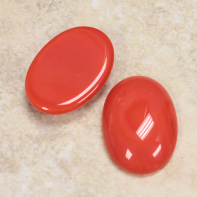 Glass Medium Dome Opaque Cabochon - Oval 25x18MM CORALLINE