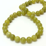 Gemstone Bead - Smooth Round 10MM JADE OLIVE