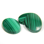 Gemstone Flat Back Single Bevel Buff Top Stone - Oval 20x15MM MALACHITE