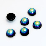 Glass Medium Dome Cabochon - Round 09MM JET AB