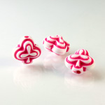 Plastic Casino Style Bead - Clubs 12MM FUCHSIA on WHITE