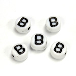 Czech Pressed Glass Engraved Bead - Alphabet 6MM BLACK ON WHITE
