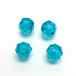 Plastic Bead - Transparent Faceted Round 10MM AQUA