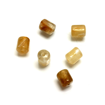 Plastic  Bead - Mixed Color Smooth Tube 07x6MM HORN AGATE