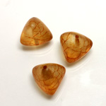 Plastic Bead - Bronze Lined Veggie Color Smooth Pyramid 15MM MATTE TOPAZ