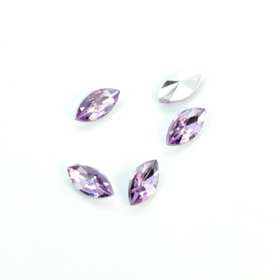 Plastic Point Back Foiled Stone - Navette 10x5MM LT AMETHYST