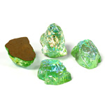 German Glass Nugget Top Foiled Cabochon - Baroque 18x13MM PERIDOT AB