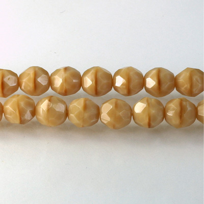 Czech Glass Fire Polish Bead - Round 08MM MOONSTONE BEIGE