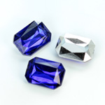 Plastic Point Back Foiled Stone - Cushion Octagon 18x13MM SAPPHIRE