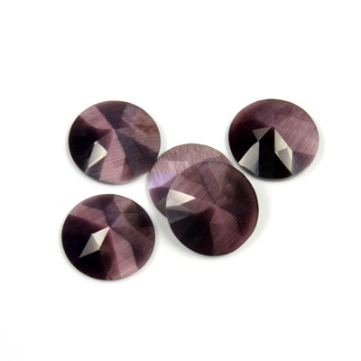 Fiber-Optic Flat Back Cabochon - Rauten Rose Round 11MM CAT'S EYE PURPLE